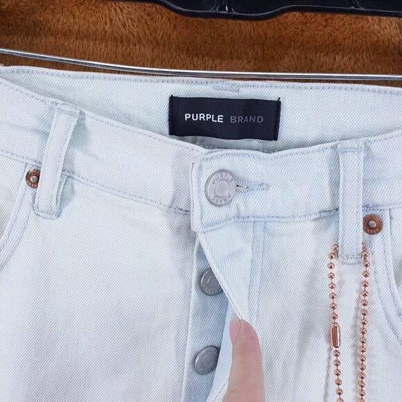 PURPLE BRAND Mens Jeans Size 31 Light Wash Skinny P001 Slim Fit Low Rise $295 - Picture 3 of 7